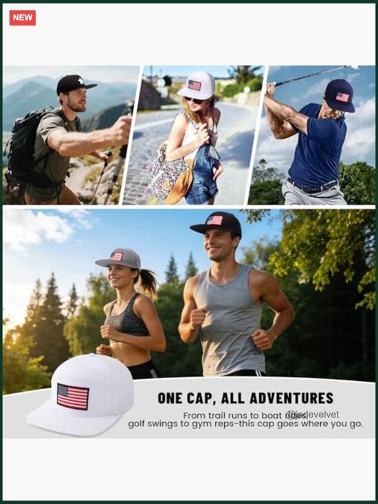 Patriotic Mesh Snapback Hat with Flag Patch, Quick Dry, UPF 30